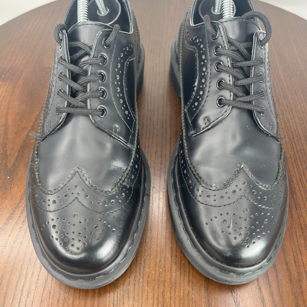 Dr Martens Oxford 3989 Shoes Men 6 Black Leather Smooth Wingtip Brogue Derby W7 - Picture 3 of 16